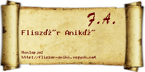 Fliszár Anikó névjegykártya